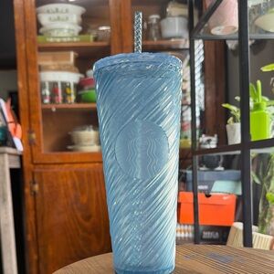 Starbucks Summer 2024 Iridescent Swirl Spiral Pearl Blue Venti Tumbler